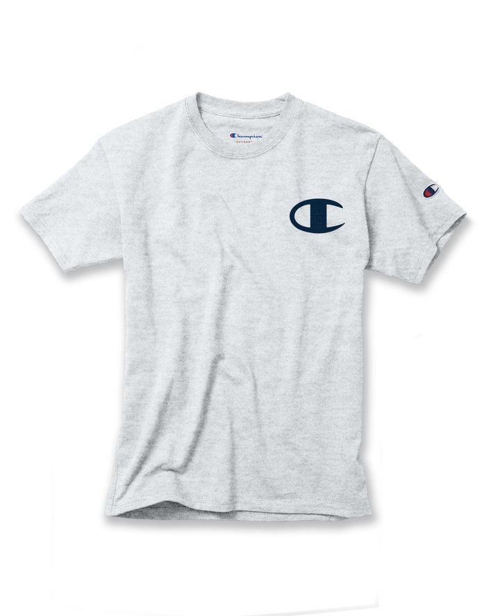 Champion Boys T-Shirt NZ - Cotton Logo Pieces Grey ( 3906-DMXRJ )